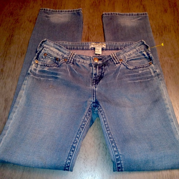 Forever 21 Jeans 26 Slim Low Rise Stonewash Skinny Denim Frayed Pockets Whiskers - Picture 2 of 15